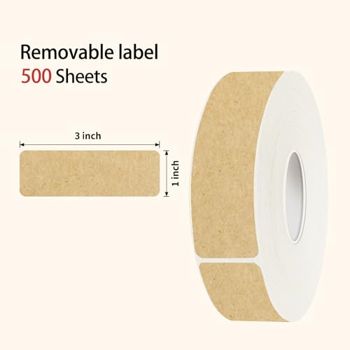 500PCS Kraft Label Stickers Removable Brown Labels Writable Gift Labels, Self-Adhesive Brown Labels (Each Measures 1x 3 inch) - color: Kraft, size: 1 x 3 Inch
