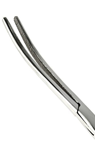 SE 12-Inch Stainless Steel Curved Forceps - Self-Locking, Serrated Tip for Precision Grip and Clamping - Perfect for Crafting, Fishing Tasks, Jewelry Making, and More! -613FC - size: 12", style: Curved