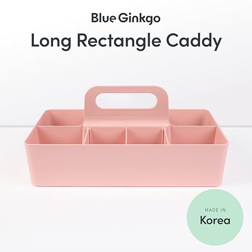 BLUE GINKGO Stackable Organizer Caddy, Long, Pink, Made in Korea - color: PINK, size: Long Rectangle