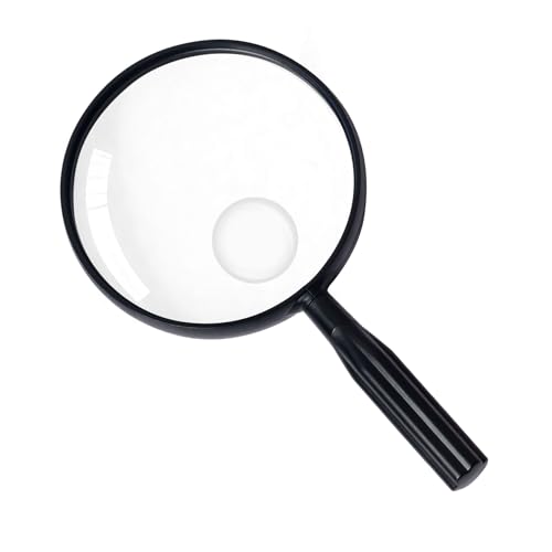 Lakei 10X Handheld Reading Magnifier Glass, Non-Slip Handle,110mm(Black) - color: Black, size: 110mm