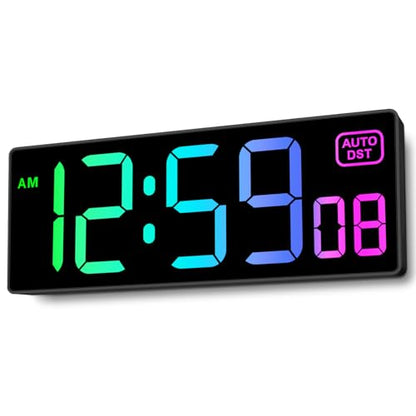 Soobest Large LED Digital Wall Clock 8 RGB Color Changing Display - color: 10.2" Multicolor