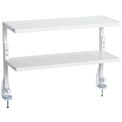 VIVO White Clamp-on 24 inch 2-Tier Desk Shelf, STAND-SHELF24C-W - color: White, size: 24 inch