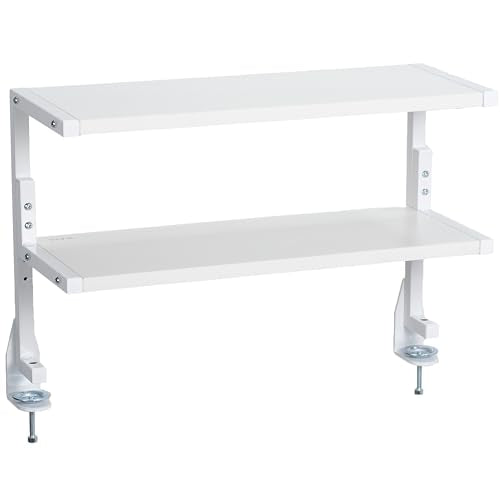 VIVO White Clamp-on 24 inch 2-Tier Desk Shelf, STAND-SHELF24C-W - color: White, size: 24 inch