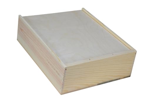 Wooden 3 Bottle Large Slide Top Box, Inside Dimensions 14 x 12 x 4″