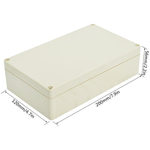 LeMotech Waterproof Dustproof IP65 ABS Plastic Junction Box Universal Electric Project Enclosure Pale Gray 7.9 x 4.7 x 2.2 inch (200 x 120 x 56 mm) - size: 7.9"x4.7"x2.2"