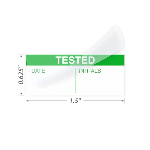 SmartSign Tested Self-Laminating Calibration Labels - Pack of 140, Polyester with Clear Flap, 0.625 x 1.5 inch, Protect Your Writing, Screen Printed, Green and White, Made in USA