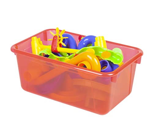 Storex Small Cubby Bin, 12.2 x 7.8 x 5.1 Inches, Candy Red, (62475U05C) (Pack of 5) - color: Tint Red, style: Bin Only