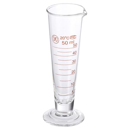 Baluue Glass Measuring Cup Round Base Lab Graduated Beaker 50 Ml Transparent Chemistry Measuring Cup with Thickened Wall Raised Graduation Lines Chemical Resistant for Liquid Measurement