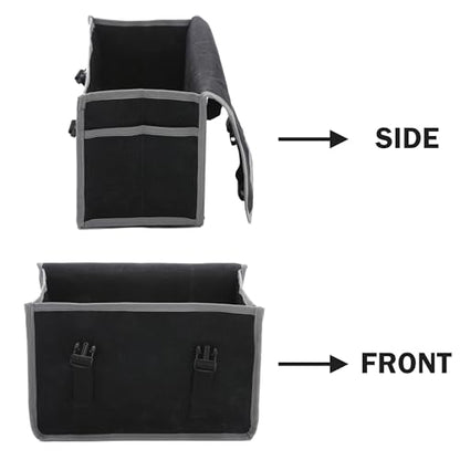Tool Organizer Bag | 1 Large Pocket Storage Pouch & 2 Side Pockets & Canvas Handle, Heavy Duty 16oz Waxed Canvas Tote Bag, Reusable Tool Carrier for Hand Tools - 11.5"L x 6"W x 7.5"H - Black - color: Black