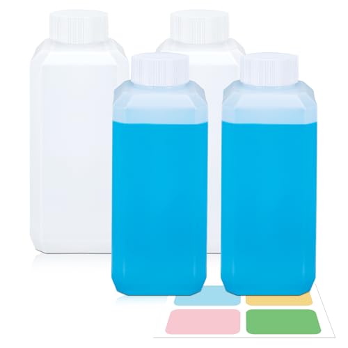 8oz Leak Proof Plastic Bottles with Caps, Laboratory Reagent Bottle, Reusable Small Pill Storage Containers for Travel, Classrooms, Home (4 pack translucent) - color: Translucent, size: 8oz