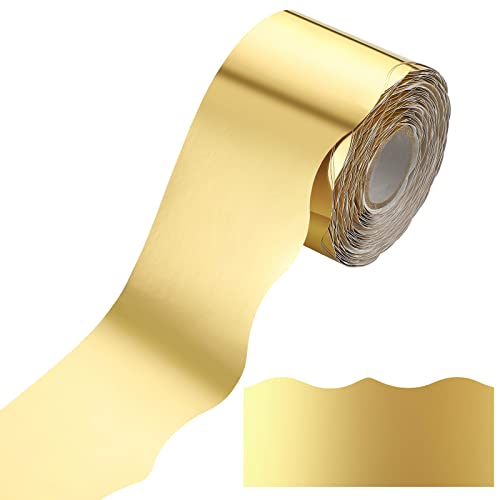Ecally 65.6 Ft Scalloped Bulletin Board Borders Decor,Gold - color: Gold