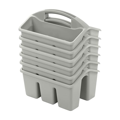 ECR4Kids 4-Compartment Small Storage Caddy Organizer, 6-Pack, Grey - color: Grey