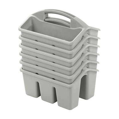 ECR4Kids 4-Compartment Small Storage Caddy Organizer, 6-Pack, Grey - color: Grey