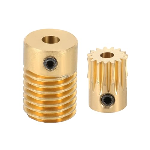 uxcell Worm Gear Set 15T 0.5 Module 15:1 Reduction Rate, Right Rotation Drive Gear Box Wheel Reduce Transmission Part (Brass Gear-3mm Bore, Brass Rod 4mm Bore) - size: Gear-3mm, Rod-4mm Bore, style: 0.5M-15T