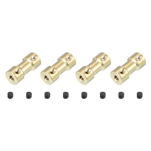 PATIKIL Shaft Coupling Joint 3.17mm to 2mm, 4 Pcs Brass Motor Shaft Coupler Extension Connector Rigid Sleeve Adapter Transmission Joint with M3 Screws for RC Car Airplane Tires Motor Robot - size: 3.17mm-2mm