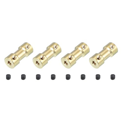 PATIKIL Shaft Coupling Joint 3.17mm to 2mm, 4 Pcs Brass Motor Shaft Coupler Extension Connector Rigid Sleeve Adapter Transmission Joint with M3 Screws for RC Car Airplane Tires Motor Robot - size: 3.17mm-2mm
