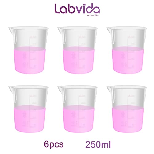 6pcs 250ml Stackable Plastic Beakers, LVB002 - style: 6pcs of Vol.250ml