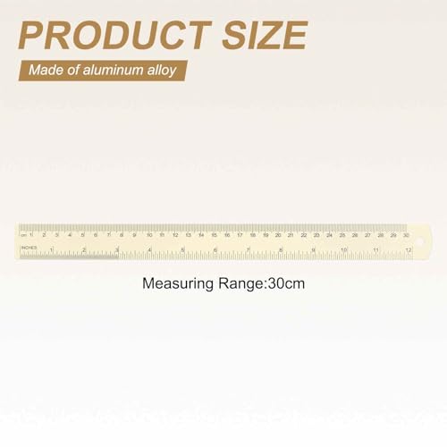 HARFINGTON 2pcs Metal Straight Ruler 30cm Metric SAE Aluminum Alloy Measuring Rulers Scale Tool with Hole for Measure Study Reading Classroom Office, White - color: White, size: 30cm