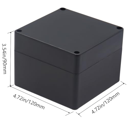 Project Box ABS Black Electrical Boxes IP65 Outdoor Waterproof Box Electronic Junction Box Power Enclosure with Cable Glands for DIY Project 4.72 x 4.72 x 3.54 inch (120x120x90mm) - size: 4.72"x4.72"x3.54"