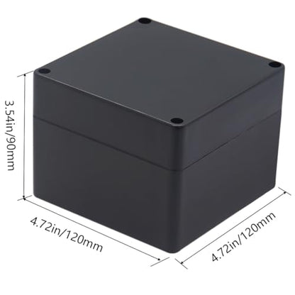 Project Box ABS Black Electrical Boxes IP65 Outdoor Waterproof Box Electronic Junction Box Power Enclosure with Cable Glands for DIY Project 4.72 x 4.72 x 3.54 inch (120x120x90mm) - size: 4.72"x4.72"x3.54"