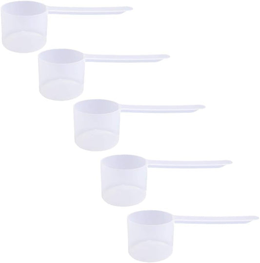 48cc Long Handle Measuring Scoop (48mL) - Heavy-Duty Plastic Spoon for Powders, Protein, Coffee, and Baking, 5-Pack - size: 48 cc | 48 mL