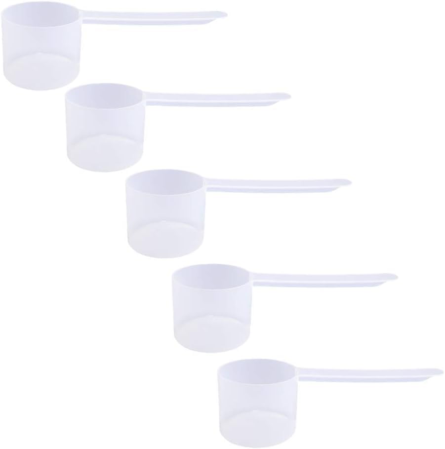 48cc Long Handle Measuring Scoop (48mL) - Heavy-Duty Plastic Spoon for Powders, Protein, Coffee, and Baking, 5-Pack - size: 48 cc | 48 mL