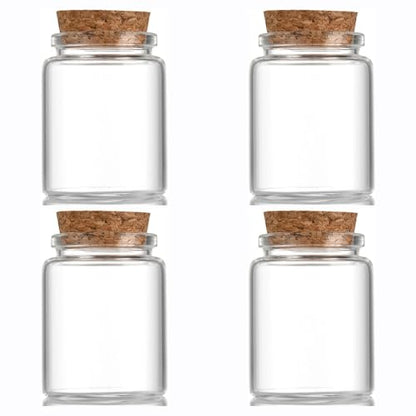 4 pcs 75ml Small Glass Bottles with Cork Stopper,Decorative Bottle,Vials Jars,Cute Storage Jar,Wishing Bottle 47x60mm(1.85x2.36inch) - size: 47x60mm(1.85x2.36inch)