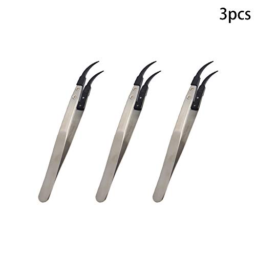 Utoolmart 3 pcs ESD-7A Precision Anti-Static Carbon Fiber Tweezers Stainless Steel Tweezers for Craft Jewelry Electronics - color: 3pcs, size: ESD-7A