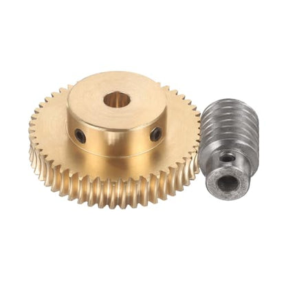 uxcell Worm Gear Set 50T 1 Module 50:1 Reduction Rate, 8mm/6mm Bore - size: 8mm/6mm Bore (1Mod 50T)