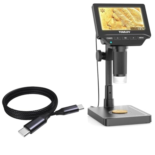BoxWave Cable Compatible with TOMLOV DM4W Microscope - DirectSync PD Cable (3ft) - USB-C to USB-C (100W), Type C Braided Charge and Fast Sync - Jet Black