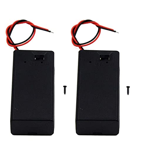 (Pack of 2 9v Battery Holder, 9 Volt Battery Holder with Switch, 9v Battery Case with Switch