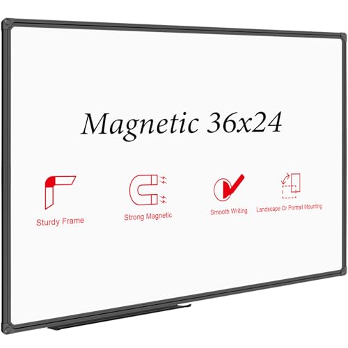 JILoffice Magnetic White Board, Dry Erase Board 36 x 24 Inch - color: Black, size: 36"W x 24.1"H