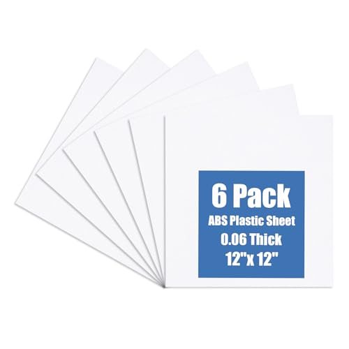 KINLINK 12" x 12" x 0.06" White Abs Plastic Sheet Flexible Moldable 6 Pack - color: White, size: 12x12-1.5MM