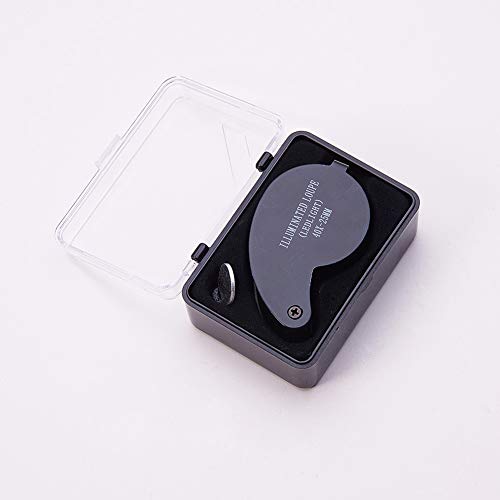 Othmro 1Pcs 40X Magnifying Glass with Light, Diameter 0.98inch Metal LED Illuminated Jewelry Magnifier, Pocket Folding Magnifying Glass, Round Mini Microscope Jewelers Eye Loupe Gauge for Stamps Black - color: B 40x/25mm