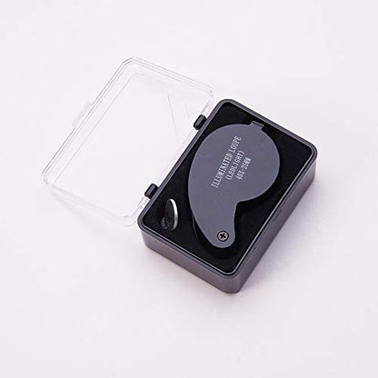 Othmro 1Pcs 40X Magnifying Glass with Light, Diameter 0.98inch Metal LED Illuminated Jewelry Magnifier, Pocket Folding Magnifying Glass, Round Mini Microscope Jewelers Eye Loupe Gauge for Stamps Black - color: B 40x/25mm