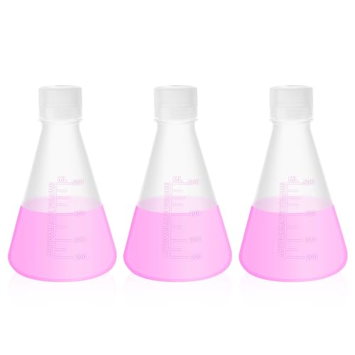 3pcs 500ml Plastic Erlenmeyer Flasks with Screw Cap, LVAH005 - style: 3pcs of Vol.500ml