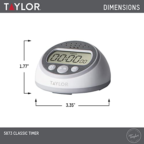 Taylor Digital Timer Counts Up and Down for School, Learning, Projects, and Kitchen Tasks, Super Loud Digital Timer, Gray