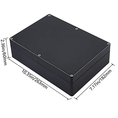 Project Box ABS Black Electrical Boxes IP65 Outdoor Waterproof Box Electronic Junction Box Power Enclosure with Cable Glands for DIY Project 10.35 x 7.17 x 2.36 inch (263x182x60mm) - size: 10.35“x7.17”x2.36“