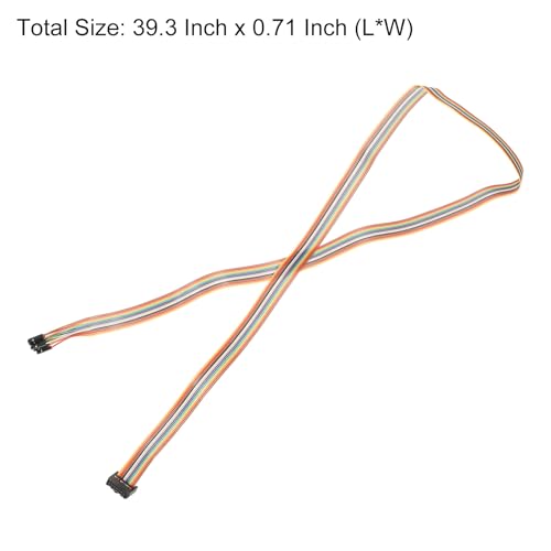 MECCANIXITY 1 Pcs IDC Rainbow Wire Flat Ribbon Cable FC-Female to 14P 39.3 Inch Length 2.54mm Pitch Breadboard Jumper Wires for Electronic Projects - size: 39.3 Inch, style: 14 Pin