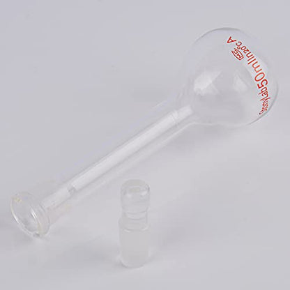 stonylab Glass Volumetric Flask Class A with Glass Stopper, Borosilicate Glass Heavy Wall Volumetric Flask Tolerance ±0.05 ml, 50 ml - size: 50 ml