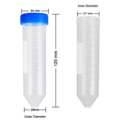 StonyLab Conical Centrifuge Tubes, 50ml Polypropylene Graduated Conical Centrifuge Tube with Screw Cap, Pack of 25 (50ml, 25 Packs)