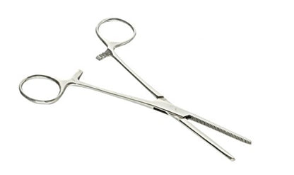 SE 6.25-Inch Stainless Steel Straight Forceps - Self-Locking, Serrated Tip for Precision Grip and Clamping - Perfect for Crafting, Fishing Tasks, Jewelry Making, and More! -660FS - size: 6-1/4", style: Straight