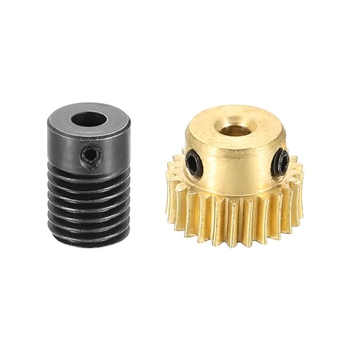 uxcell Worm Gear Set Right Rotation 25T 0.5 Module 1:25 Reduction Rate - size: Gear-3mm, Rod-5mm Bore, style: 0.5M-25T