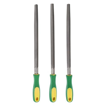 HARFINGTON 3pcs Triangle Coarse/Medium/Thin Cut File 10" Double Cut Teeth High Carbon Steel Hand Rasp File Plastic Handle for Metal Wood Deburring Removing - size: 10"