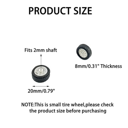 8PCS Toy Car Wheel RC Car Rubber Tire Wheel with Metal Shaft Axles for RC Car Truck Robot DIY Model Car Building Parts (2x20mm) - style: 2x20mm