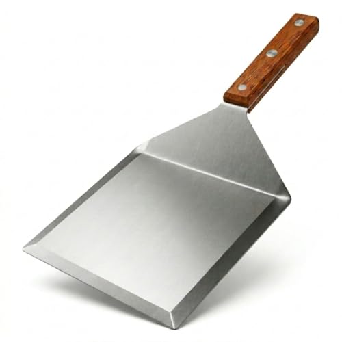 Extra Wide Spatula with Beveled Edges, Oversized Stainless-Steel Spatula with Wood Handle for Skillets, Griddles & Pancake Flipper for Burgers, Omelet, and Versatile for Culinary Task, 6 x 5-inches - size: 5" x 6"