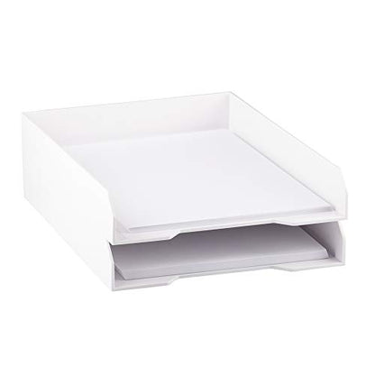 JAM PAPER Stackable Paper Trays - White - Desktop Document, Letter, & File Organizer Tray - Sold Individually - color: White, size: Pack of One (1) Tray