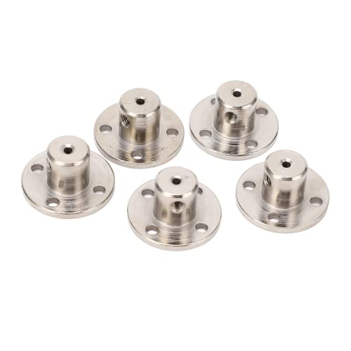 5 Pack 2mm Flange Coupling Connector, Steel Model Coupler Accessory, Shaft Axis Fittings for DIY RC Model Motors, Hardware, High Hardness Coupling Connector, Silver