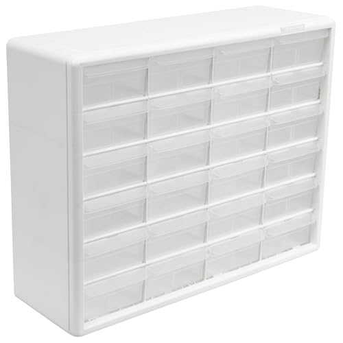 Akro-Mils AWS183630048W Wire Bin Shelving System with 9 Shelves and White Shelf-Max Bins, 36-Inch x 18-Inch x 74-Inch, Chrome - color: White, size: 24 Drawer, style: 1 Pack