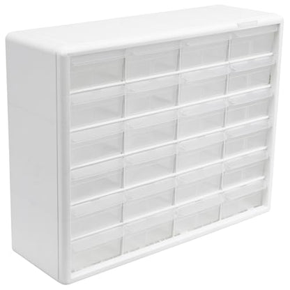 Akro-Mils 24-Drawer Plastic Storage Cabinet, 20" W x 6" D x 16" H, White - color: White, size: 24 Drawer, style: 1 Pack